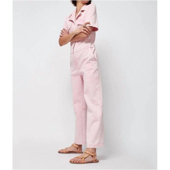Faherty Pants - Faherty Blythe Cotton Pink Jumpsuit Coveralls Women's Size Medium